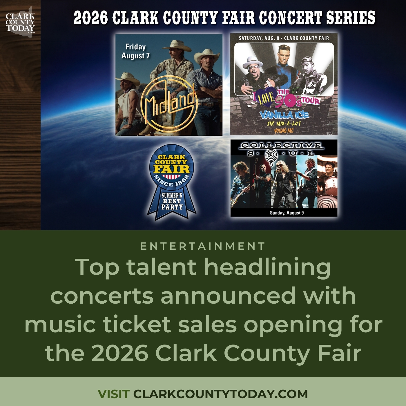 Clark County Fair Announces Major Concert Headliners for 2026